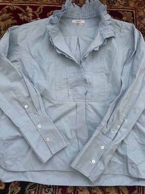 Light Blue Ruffled Collar Shirt